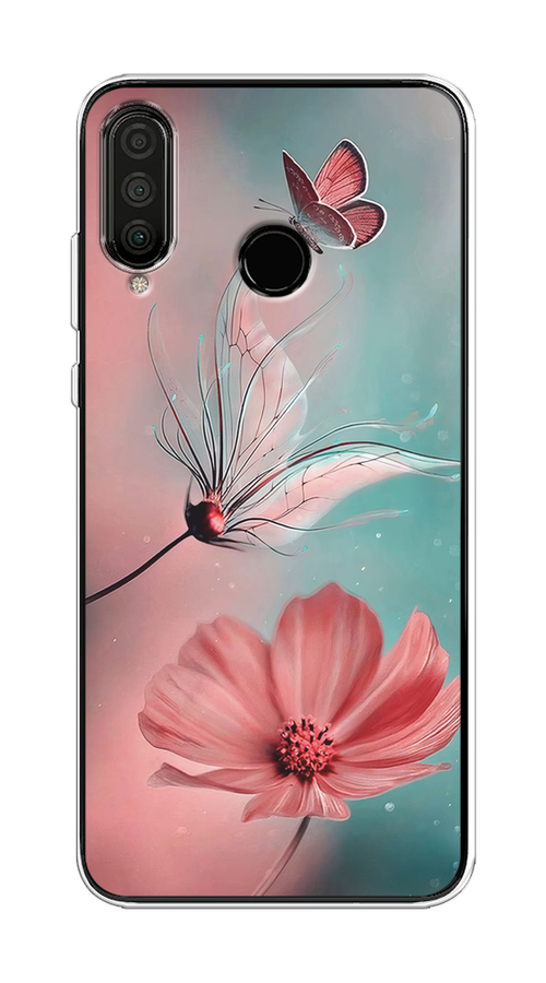 

Чехол на Huawei P30 Lite/Honor 20S/20 Lite 2020 "Бабочка и цветок", Голубой;розовый, 67950-1