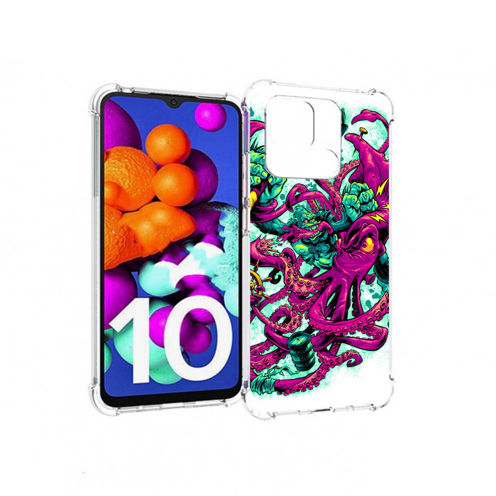 

Чехол MyPads Tocco для Xiaomi Redmi 10C фиолетовый кракен, Прозрачный, Tocco