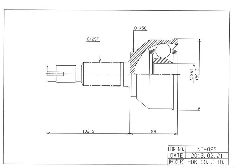 

Шрус Наружный К-Т (35x56x29) Nissan Qashqai J10e 2006 HDK арт. ni-095