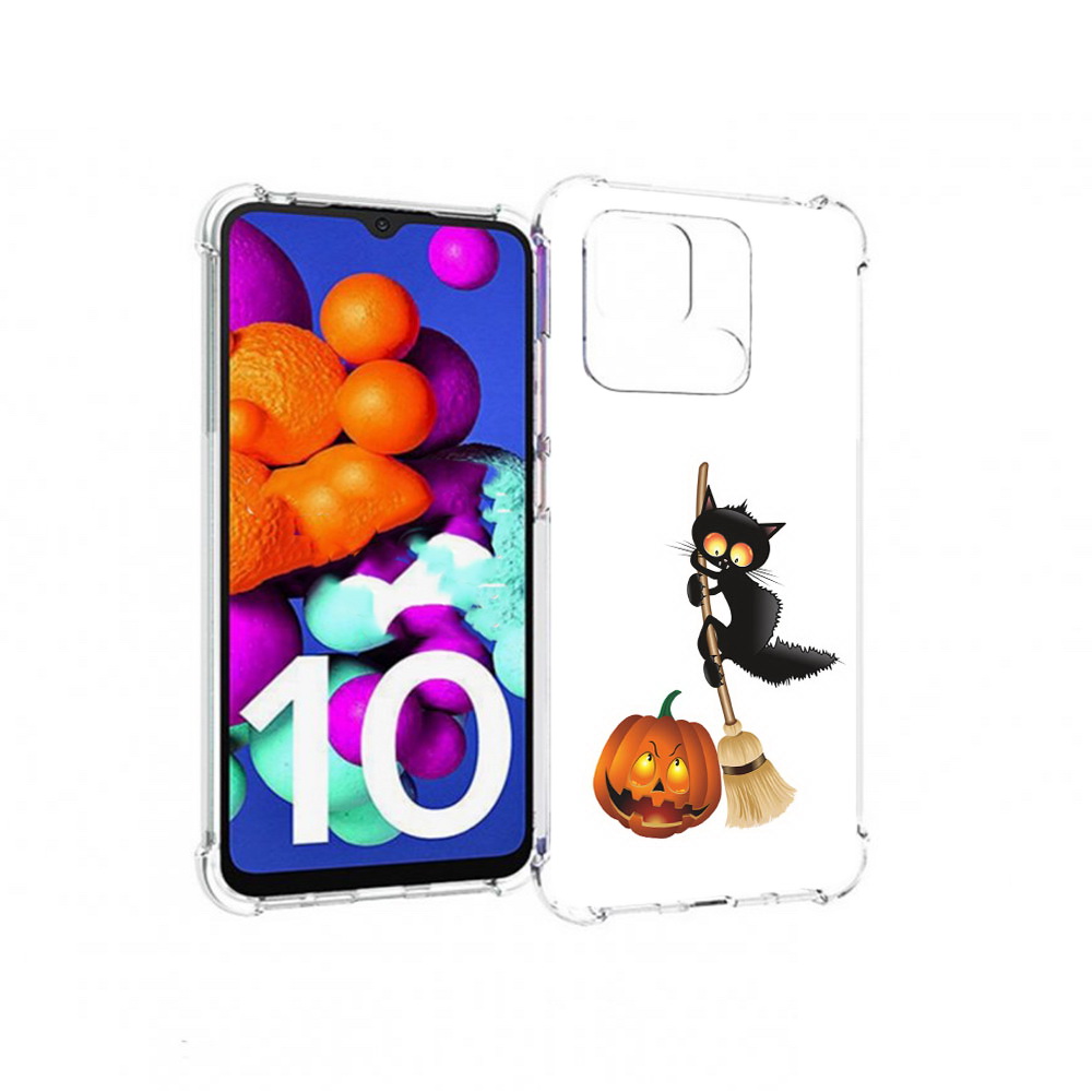 

Чехол MyPads Tocco для Xiaomi Redmi 10C хэлуинский котик, Прозрачный, Tocco