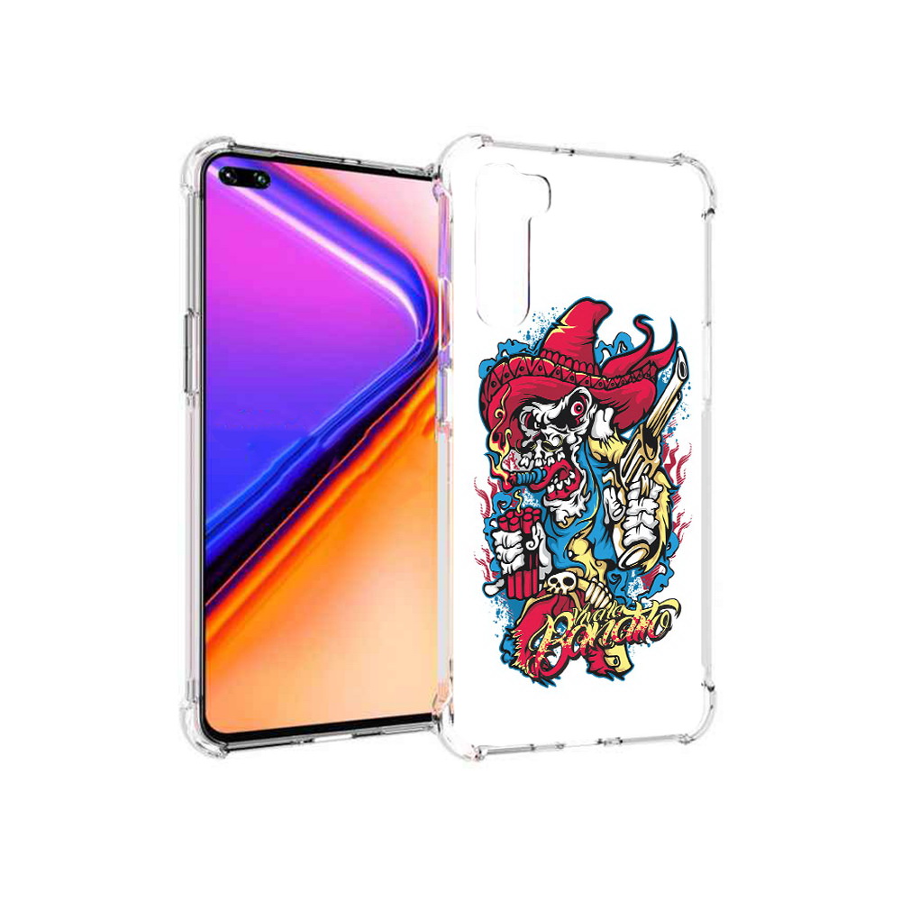 

Чехол MyPads Tocco для OnePlus Nord нарисованный скелет с писталетом (PT227045.136.513), Прозрачный, Tocco