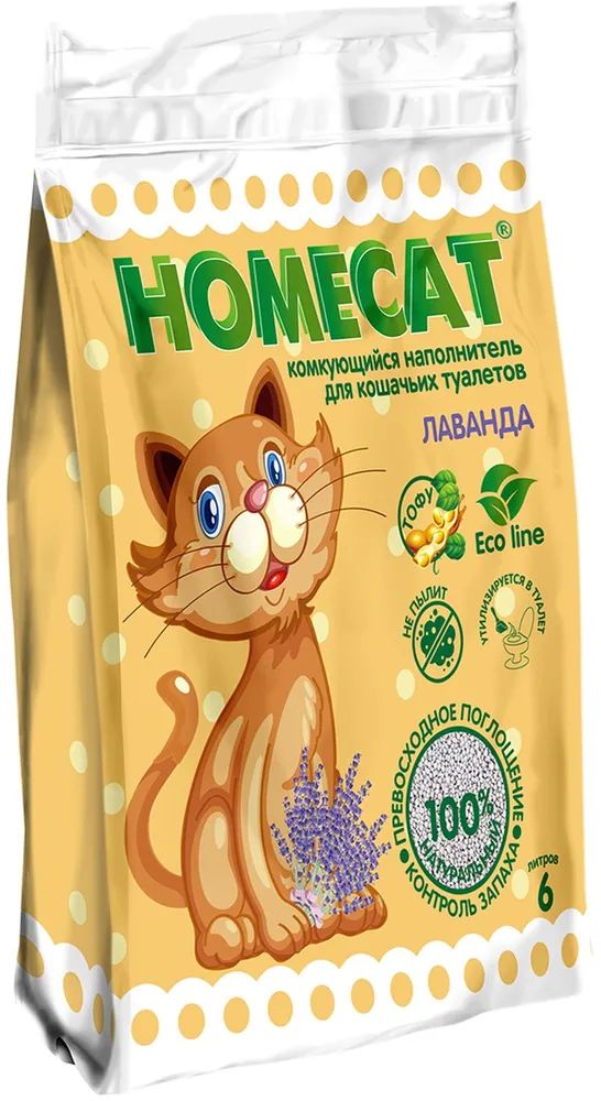 

Комкующийся наполнитель HOMECAT Ecoline кукурузный, лаванда, 4 шт по 6 л