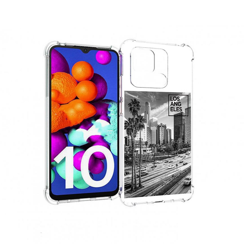 

Чехол MyPads Tocco для Xiaomi Redmi 10C черно белый лос анджелес, Прозрачный, Tocco