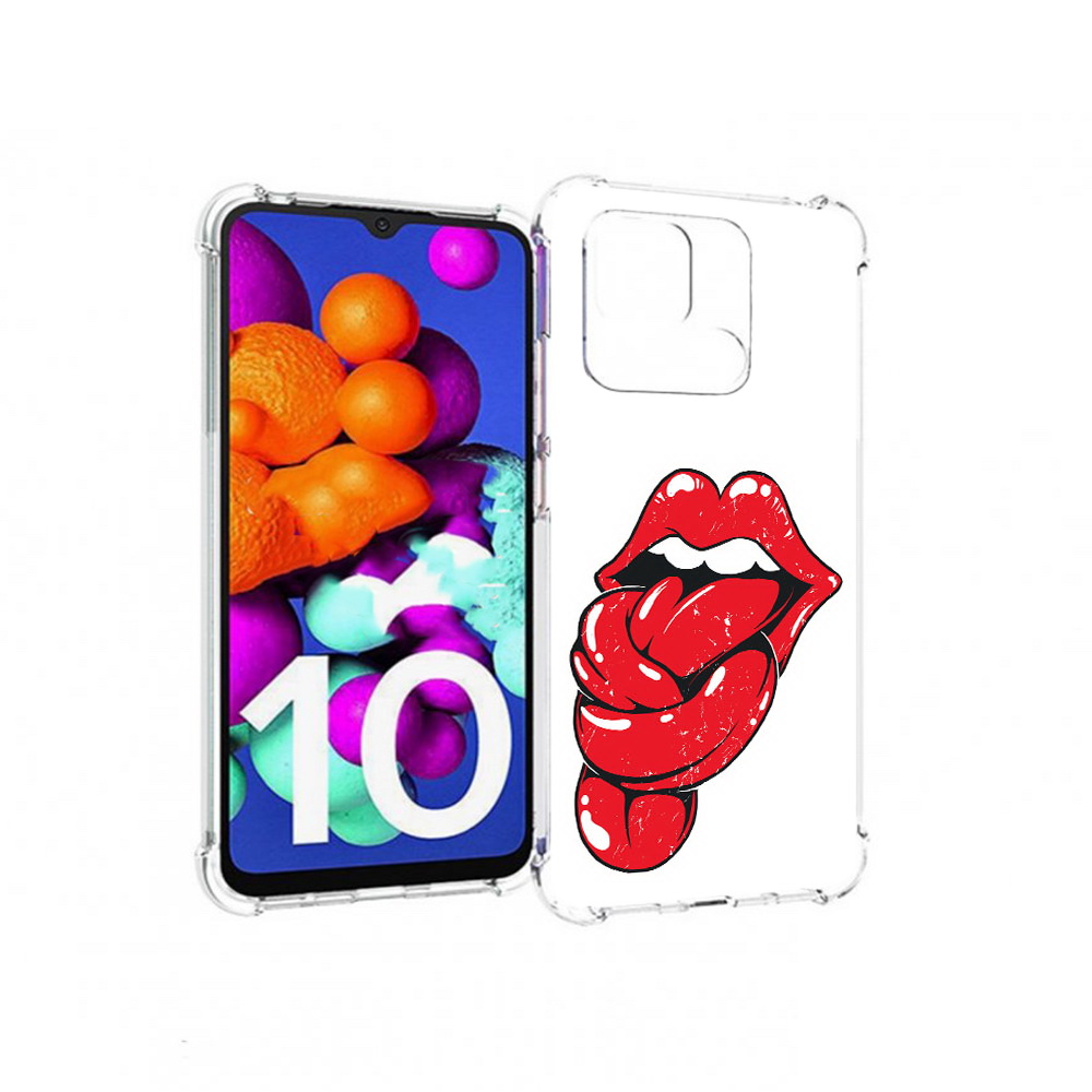 Чехол MyPads Tocco для Xiaomi Redmi 10C яркие губы с языком