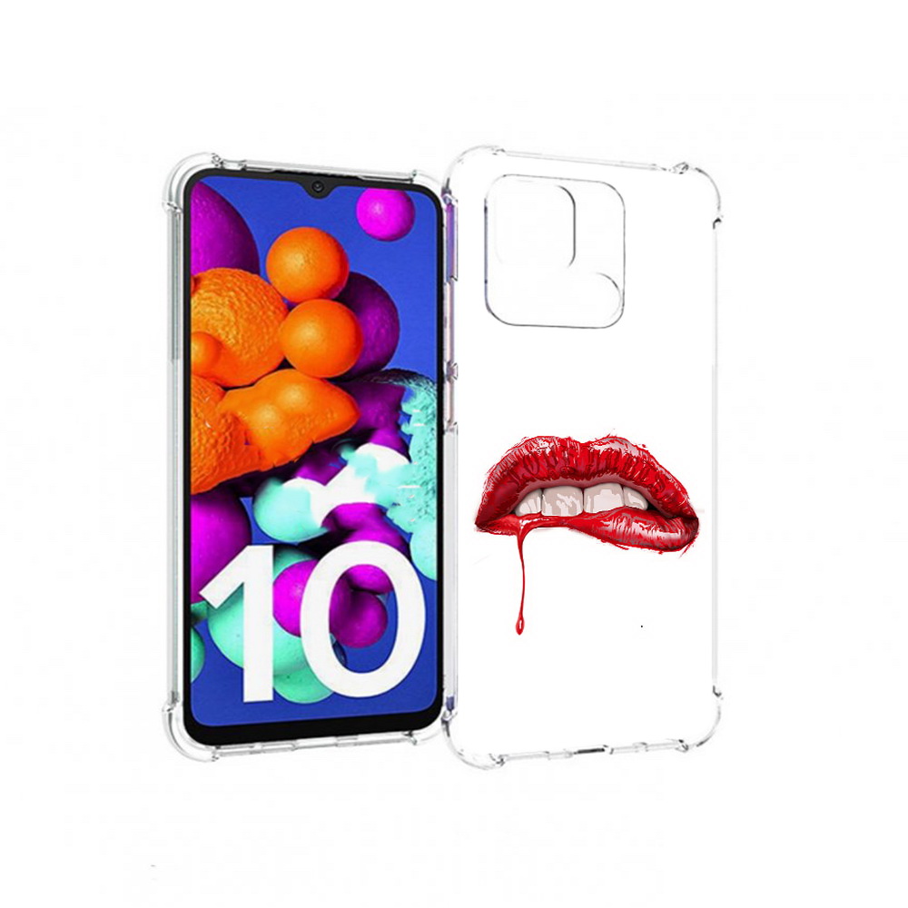 

Чехол MyPads Tocco для Xiaomi Redmi 10C яркие красные губы, Прозрачный, Tocco