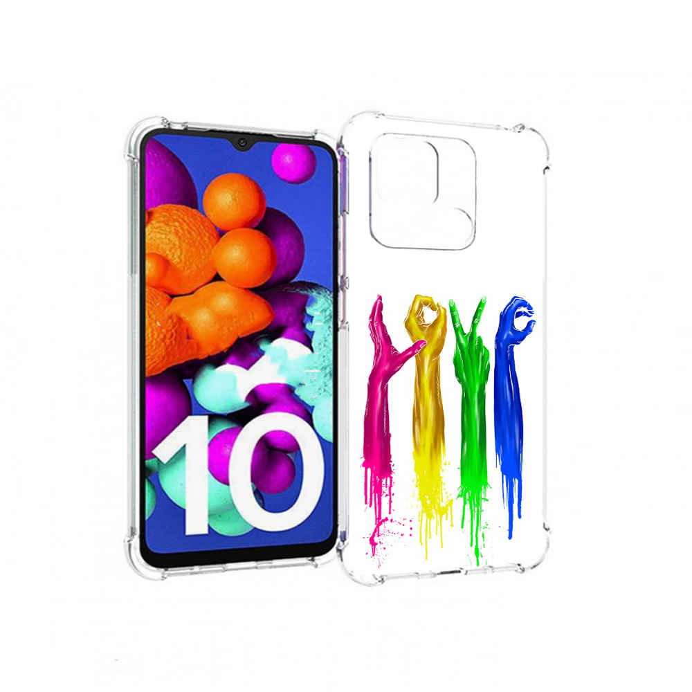 

Чехол MyPads Tocco для Xiaomi Redmi 10C яркие руки love, Прозрачный, Tocco