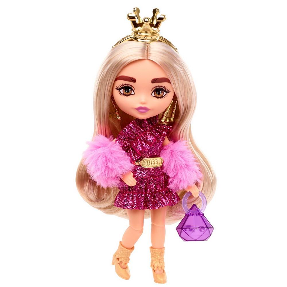 фото Кукла mattel barbie мини-кукла экстра модница в мерцающем платье с меховой накидкой