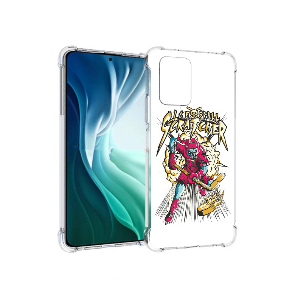 Чехол MyPads Tocco для Xiaomi Redmi Note 10 Pro 5G нарисованный скелет хоккеист