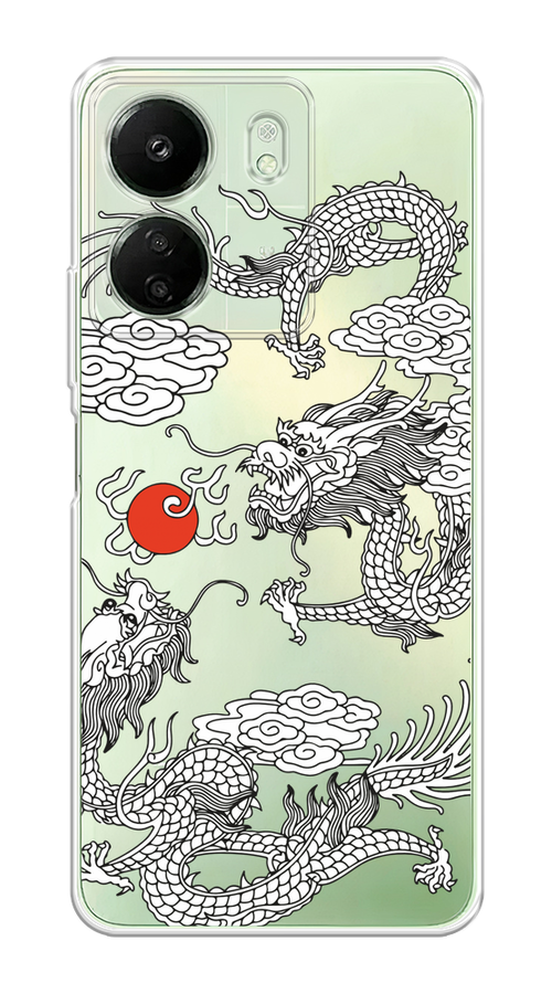 

Чехол на Xiaomi Redmi 13C, Poco C65 "Драконы с ножом", Прозрачный;черный;белый, 320550-1