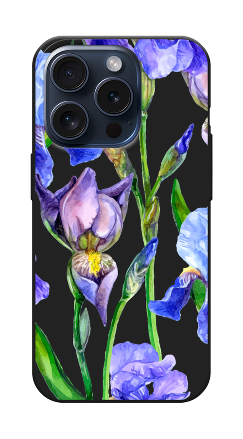 

Чехол Awog на Apple iPhone 15 Pro "Синие ирисы", Фиолетовый;голубой;зеленый, 15752-1