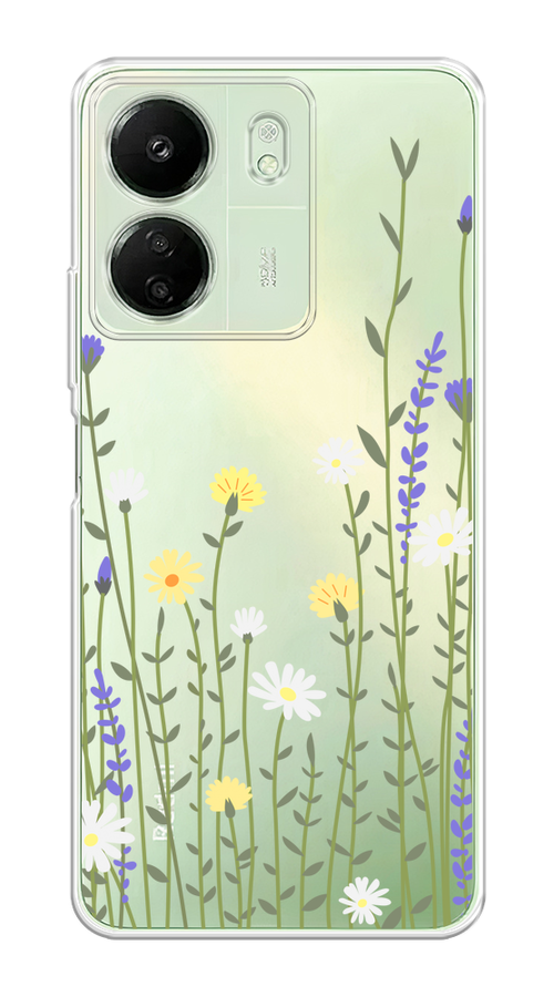 

Чехол на Xiaomi Redmi 13C, Poco C65 "Ромашка и лаванда", Зеленый;желтый;прозрачный, 320550-1