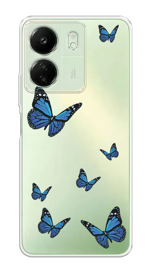 

Чехол на Xiaomi Redmi 13C, Poco C65 "Blue butterflies", Синий;черный, 320550-1