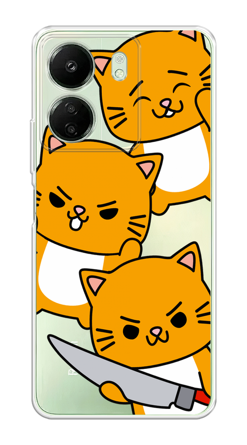 

Чехол на Xiaomi Redmi 13C, Poco C65 "Опасные котики", Оранжевый;серый;белый, 320550-1
