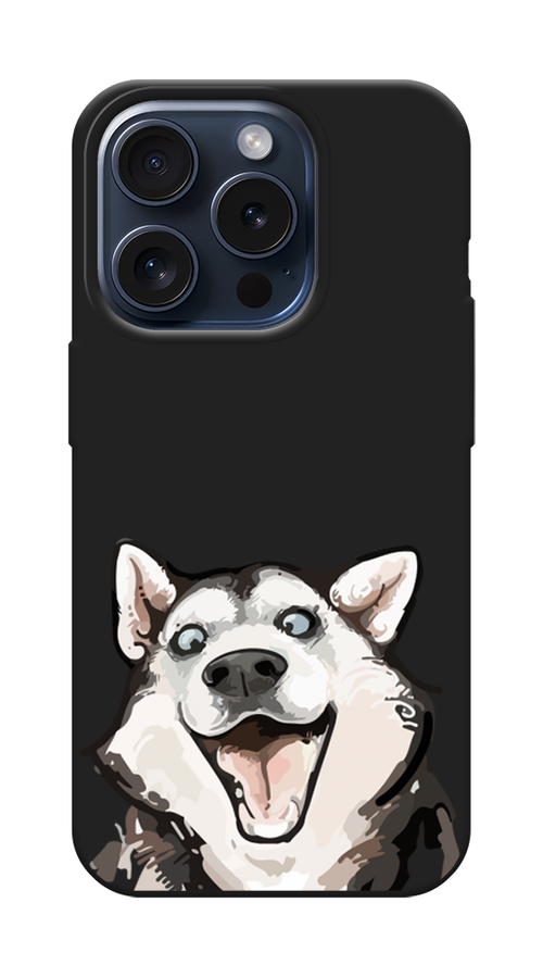 

Чехол Awog на Apple iPhone 15 Pro "Радостный хаски", Белый;голубой;черный, 15752-1
