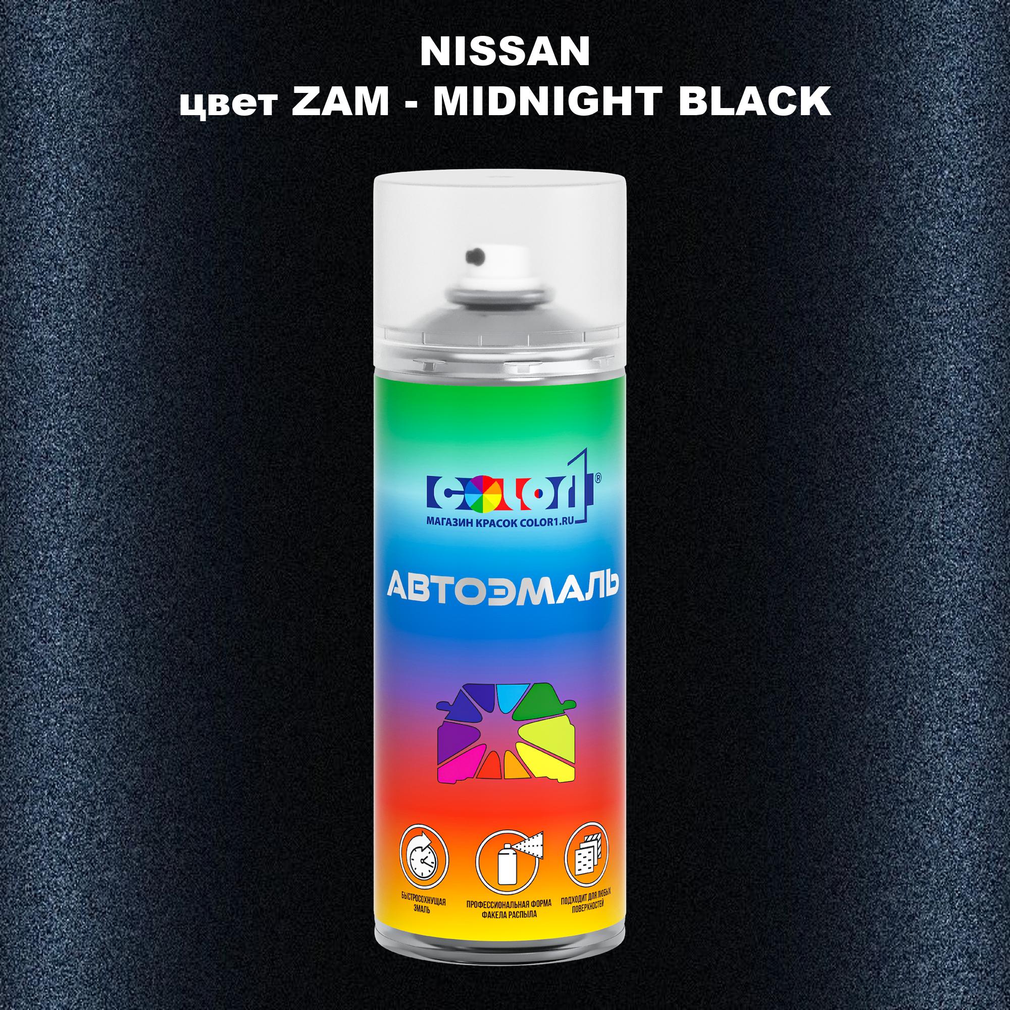 

Аэрозольная краска COLOR1 для NISSAN, цвет ZAM - MIDNIGHT BLACK, Черный