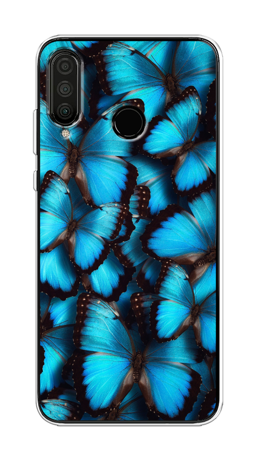 

Чехол на Huawei P30 Lite/Honor 20S/20 Lite 2020 "Тропическая бабочка 2", Голубой;черный, 67950-1