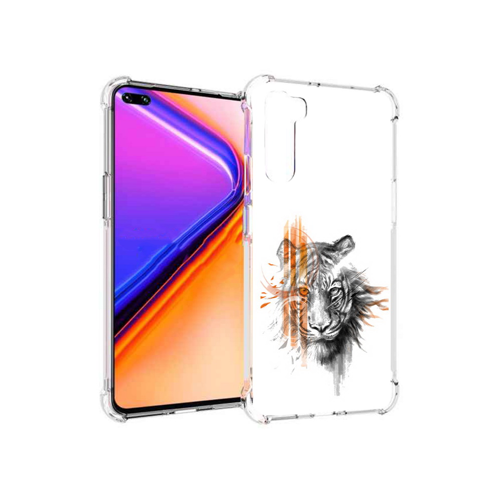 

Чехол MyPads Tocco для OnePlus Nord огненный тигр (PT227045.136.526), Прозрачный, Tocco
