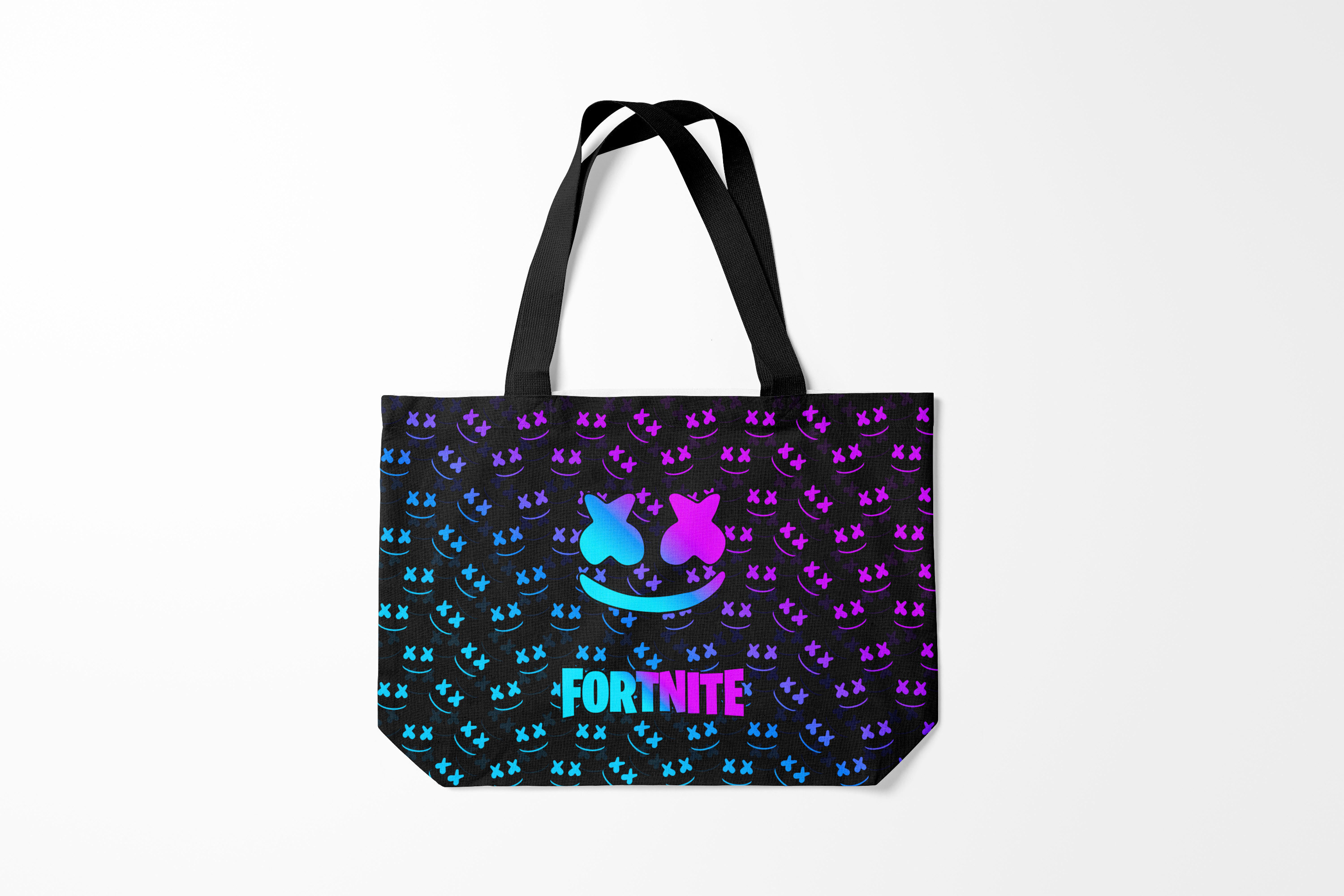 

Сумка шoппер унисекс Burnettie Fortnite x MARSHMELLO NEON, черный, Fortnite x MARSHMELLO NEON