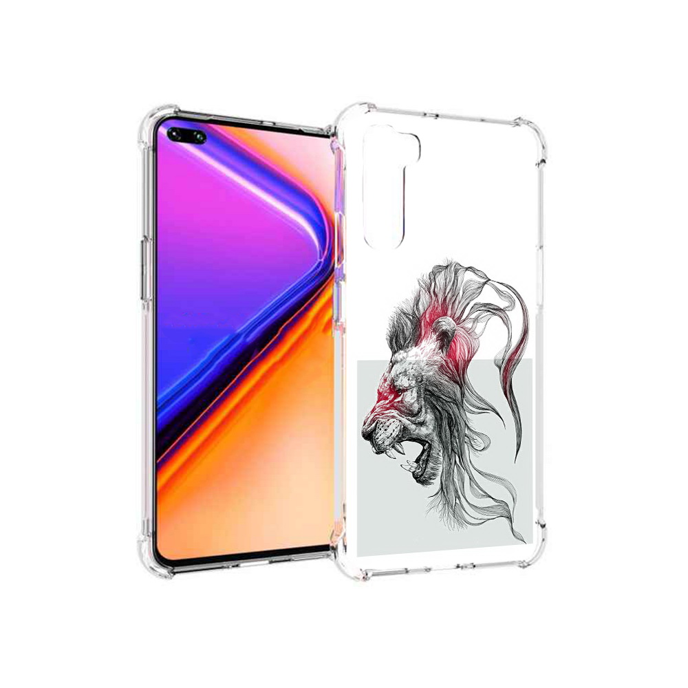

Чехол MyPads Tocco для OnePlus Nord разъяренный лев (PT227045.136.576), Прозрачный, Tocco