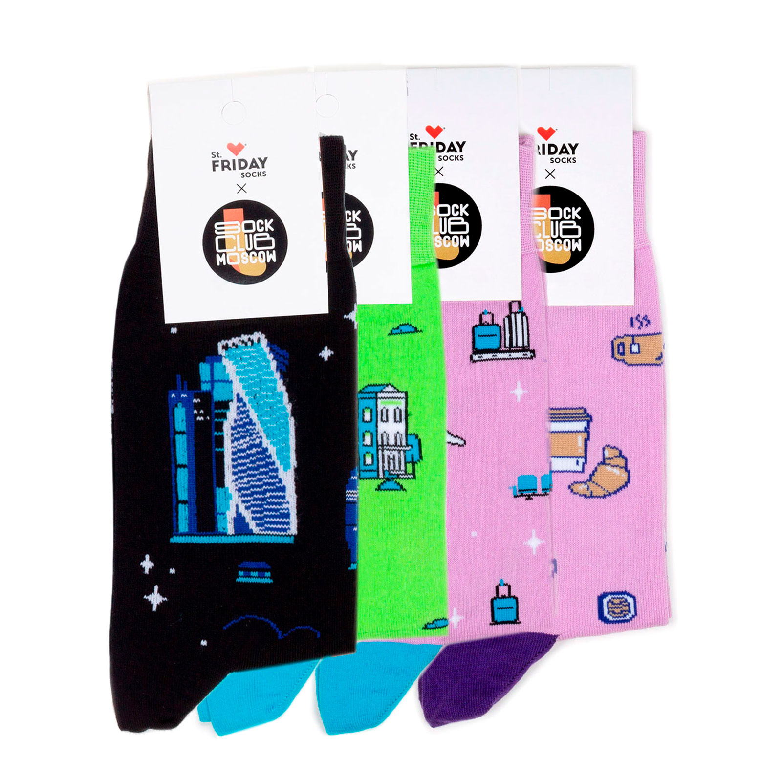

Комплект носков унисекс St. Friday Socks Четыре пары - Город разноцветный 38-41, Черный;зеленый;фиолетовый, Четыре пары - Город