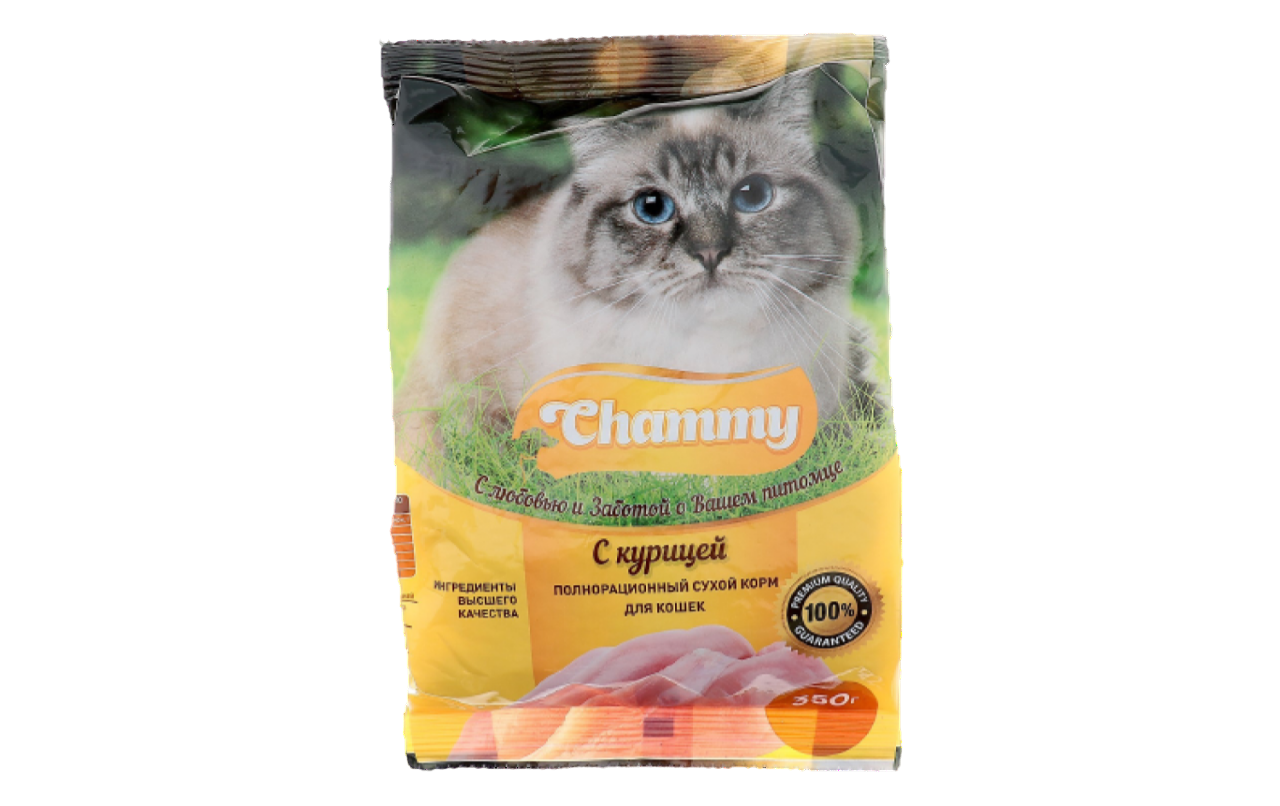 Сухой корм для кошек CHAMMY с курицей 2шт по 350г