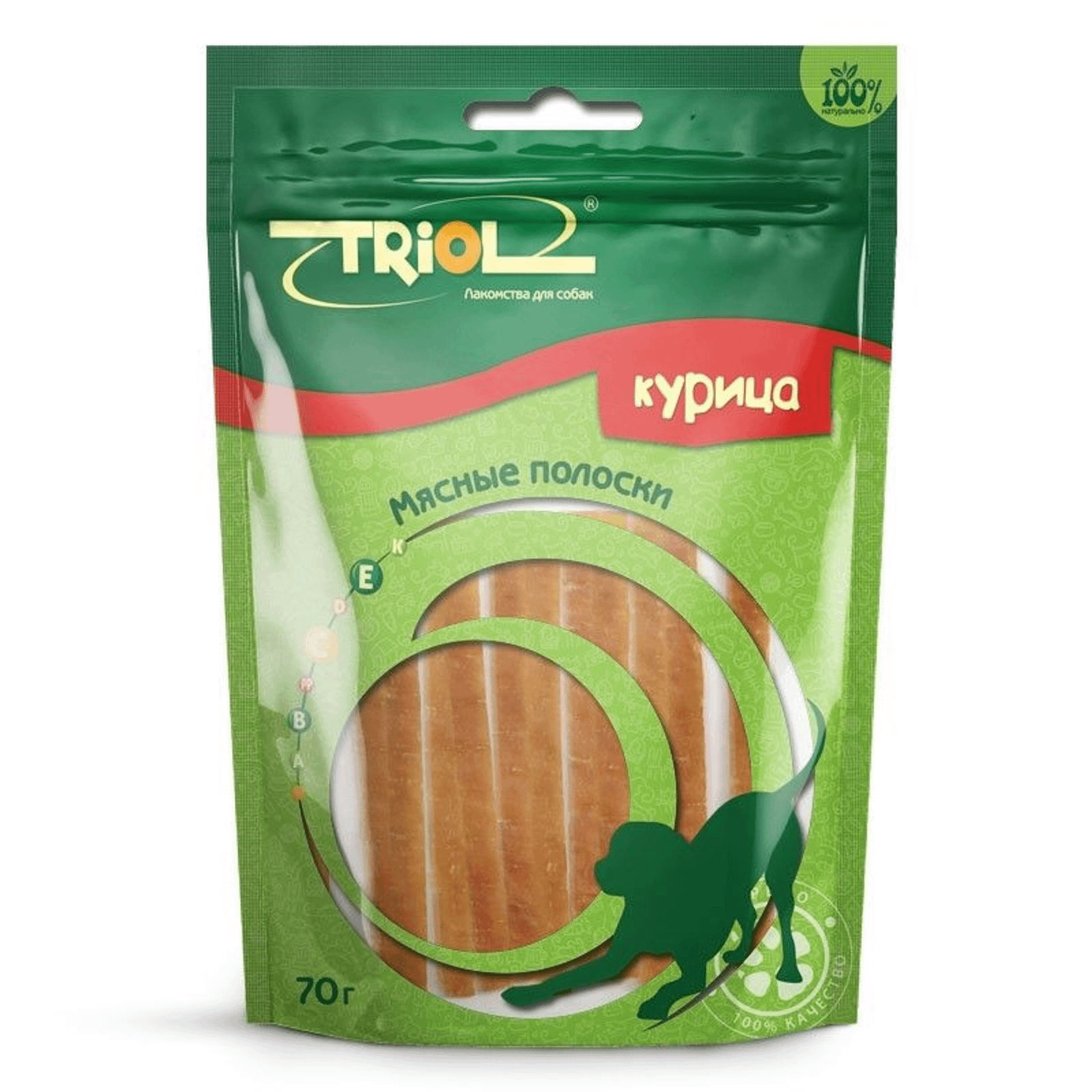 

Лакомство для собак Triol Полоски мясные с курицей, 70 г