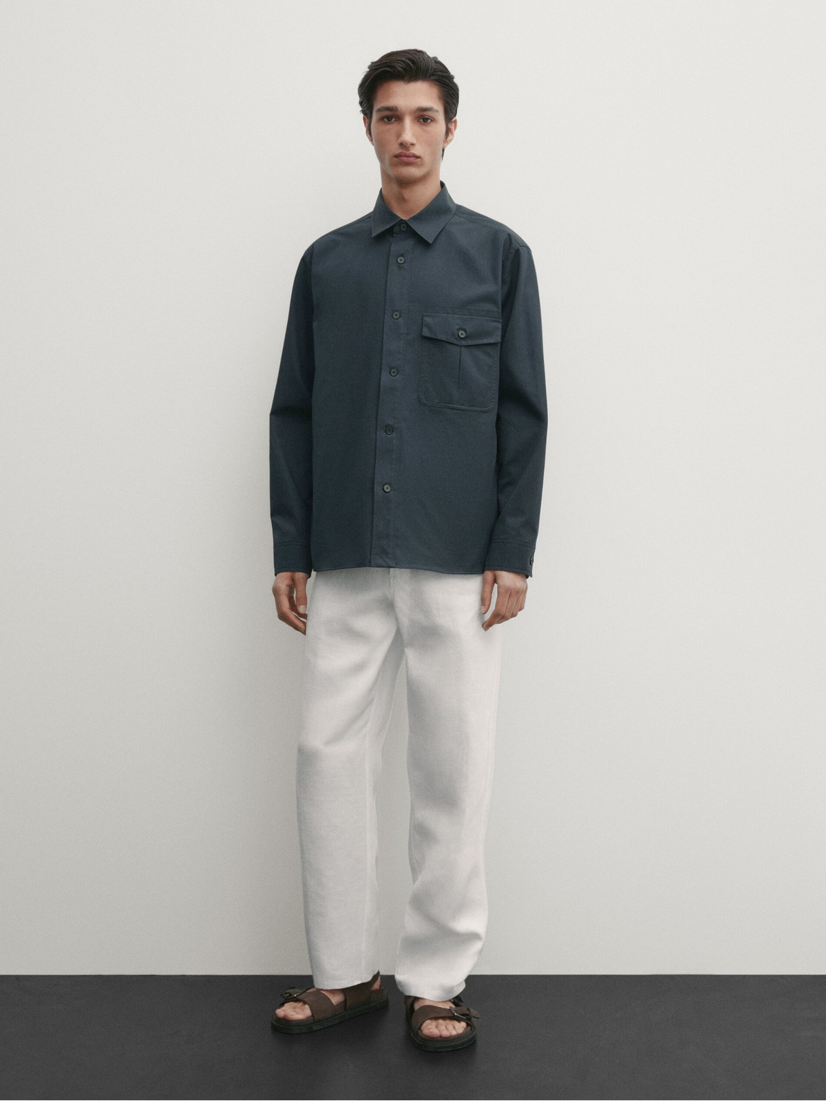 

Рубашка мужская Massimo Dutti 8121/820-I2024 синяя M, Синий, 8121/820-I2024