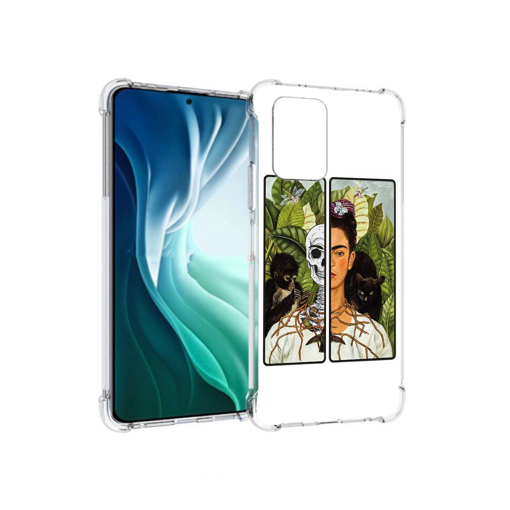 Чехол MyPads Tocco для Xiaomi Redmi Note 10 Pro 5G сдвоенная картинка девушка скелет