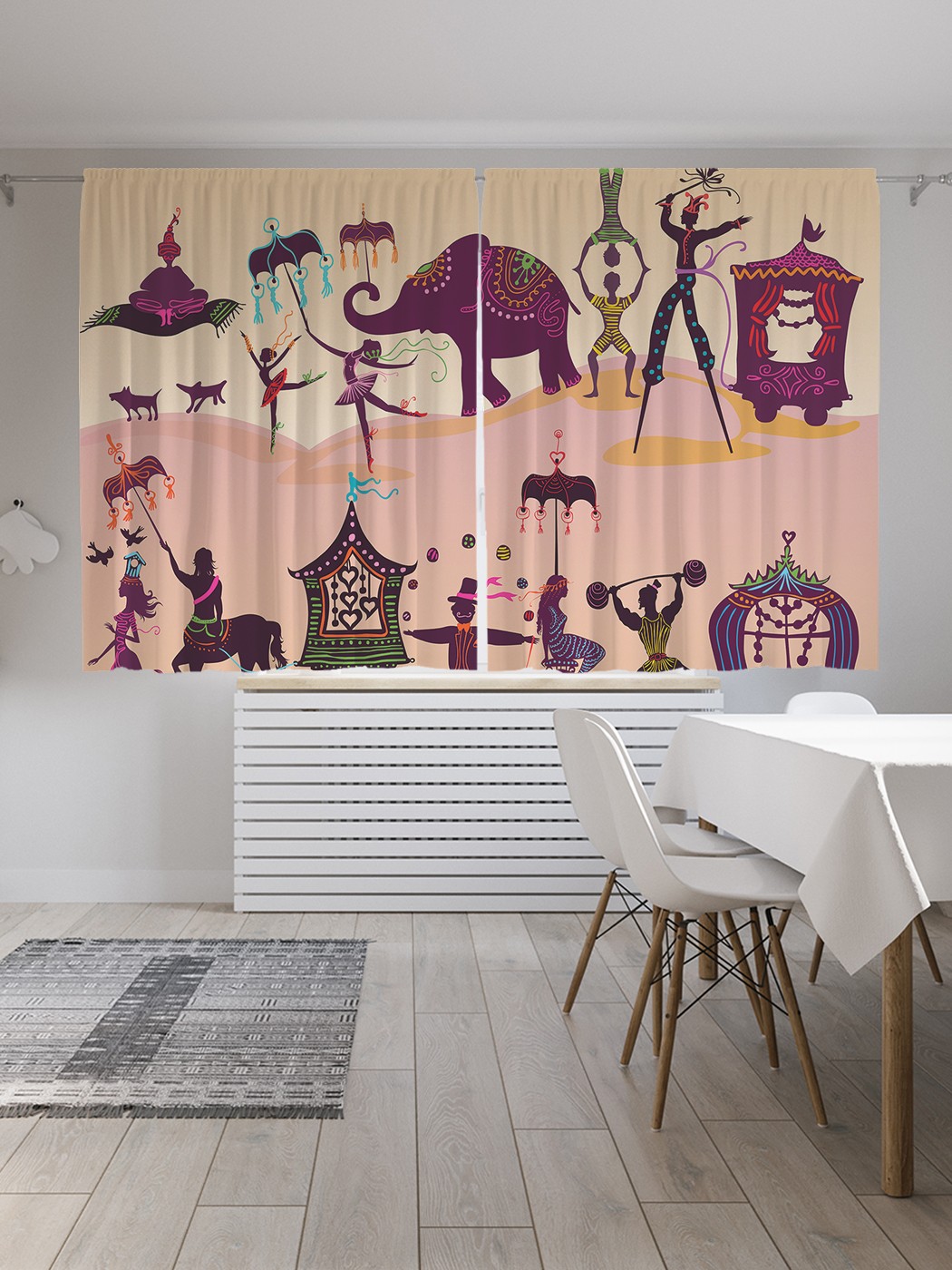 фото Классические шторы joyarty "походный цирк", серия oxford delux, 2 полотна 145x180 см