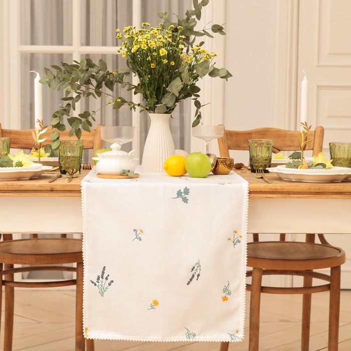 

Дорожка Этель "Полевые цветочки" 40х146см, рогожка 176 г/м2, 100% хл, Разноцветный