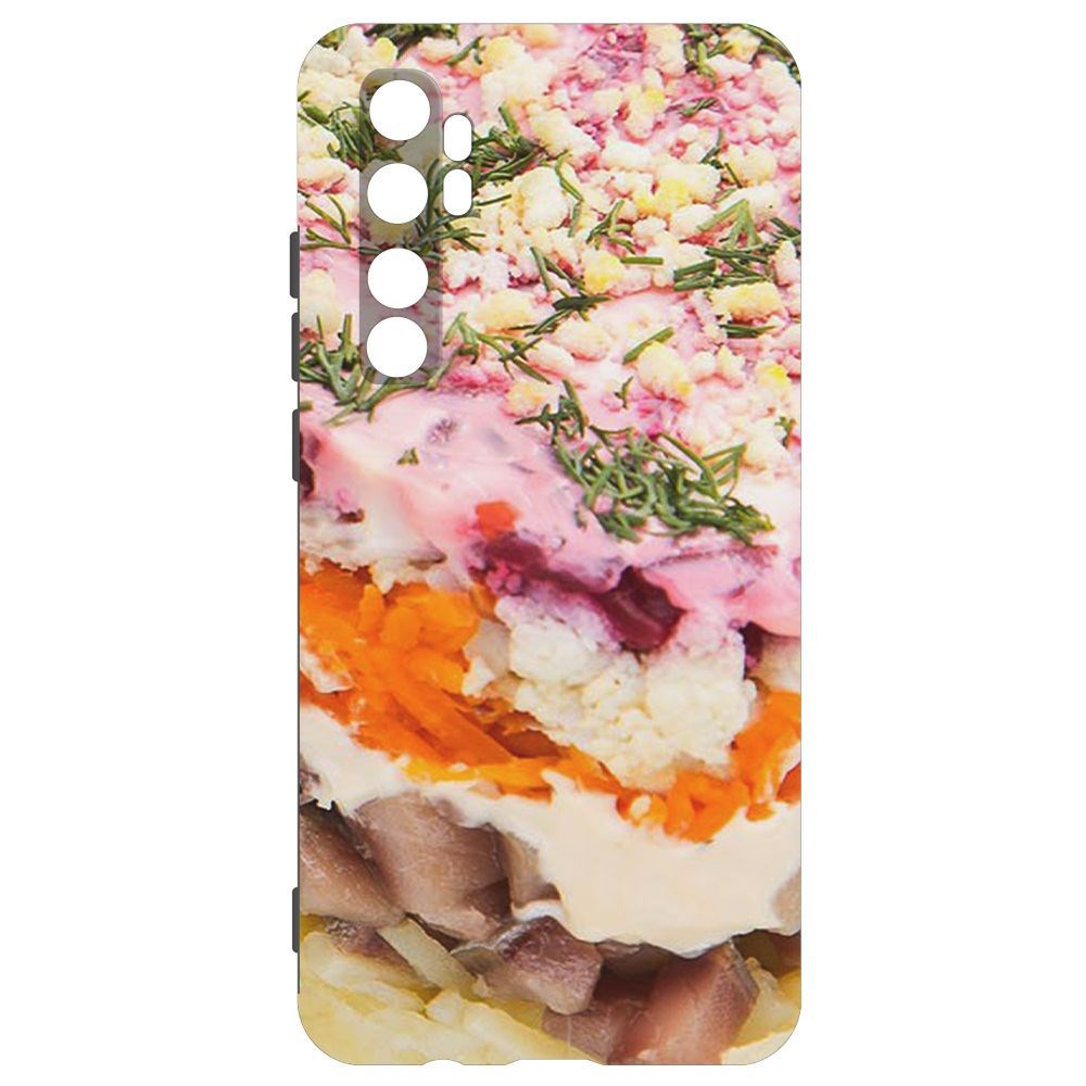 

Чехол-накладка Krutoff Софт Кейс Сельдь под шубой для Xiaomi Mi Note 10 Lite черный