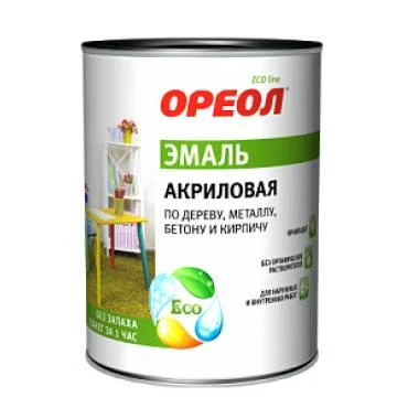 Эмаль ОРЕОЛ акриловая матовая серая 1,9 кг