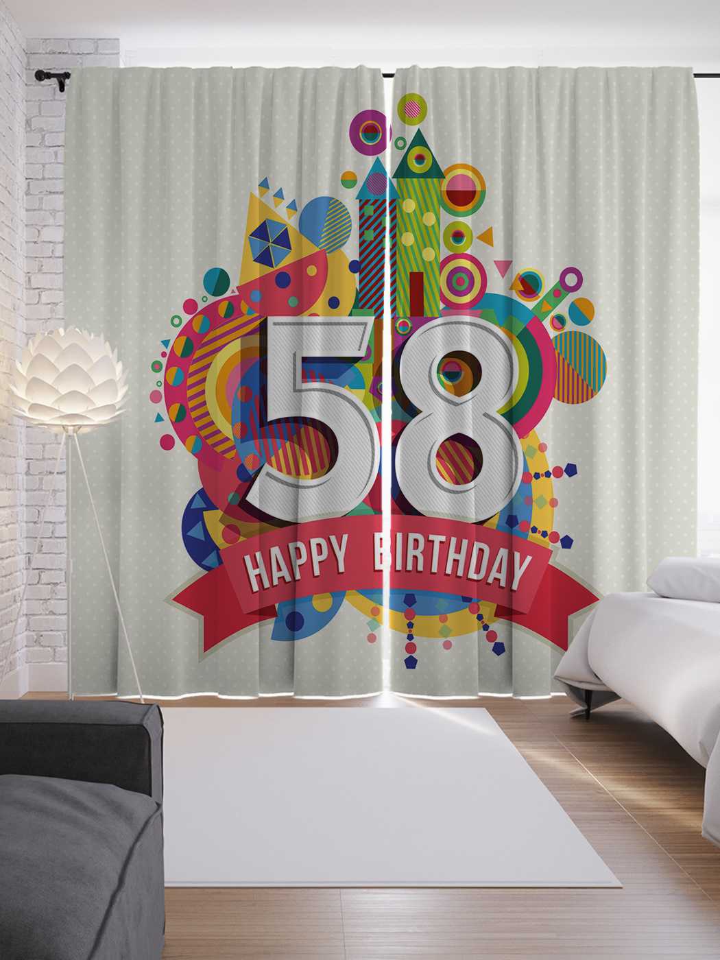 фото Шторы joyarty с фотопечатью "городская цифра" из сатена, 290х265 см