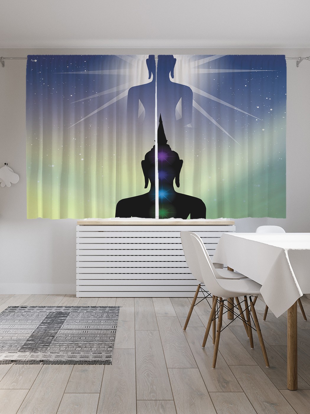фото Классические шторы joyarty "бог йоги", серия oxford delux, 2 полотна 145x180 см