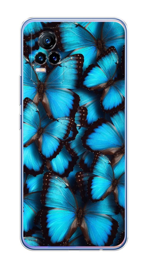

Чехол на Vivo V21e 4G "Тропическая бабочка 2", Голубой;черный, 264550-1