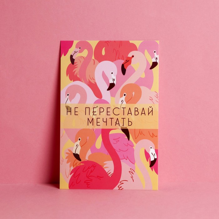 

Почтовая карточка «Не переставай мечтать», 10 × 15 см, Коллекция упаковки "Фламинго"