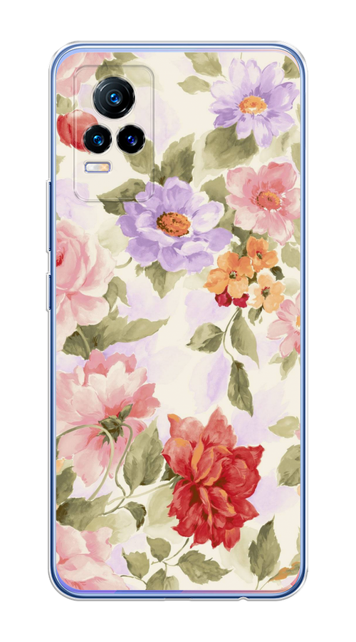 

Чехол на Vivo V21e 4G "Акварельные пионы", Розовый;бежевый, 264550-1