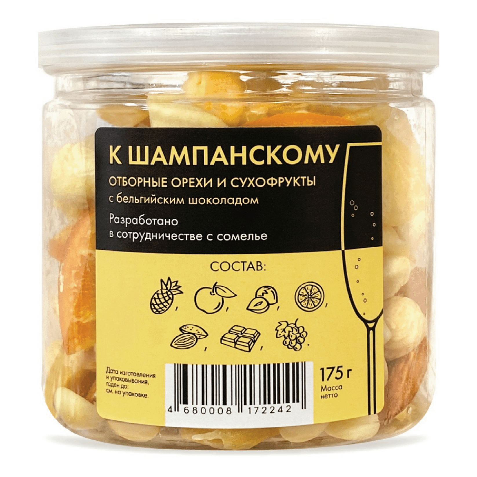 

Фруктово-ореховая смесь ассорти к шампанскому 175 г