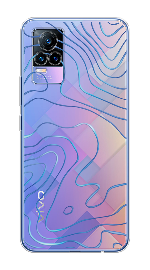 

Чехол на Vivo V21e 4G "Blue lines", Прозрачный;синий, 264550-1