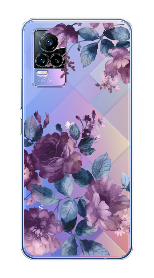 

Чехол на Vivo V21e 4G "Purple Blossoms", Синий;фиолетовый, 264550-1