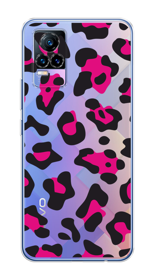 

Чехол на Vivo V21e 4G "Pink cow spots", Черный;розовый, 264550-1