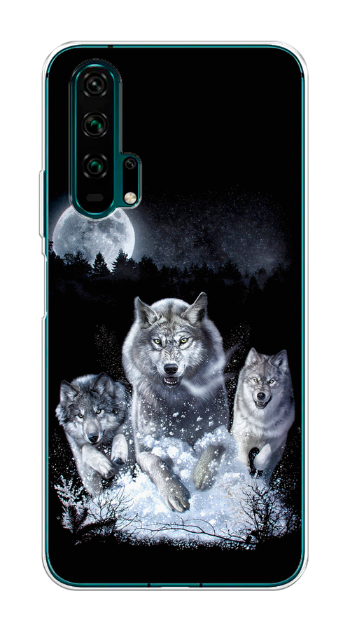 

Чехол на Honor 20 Pro "Стая волков под луной", Черный;белый;серый, 69350-1