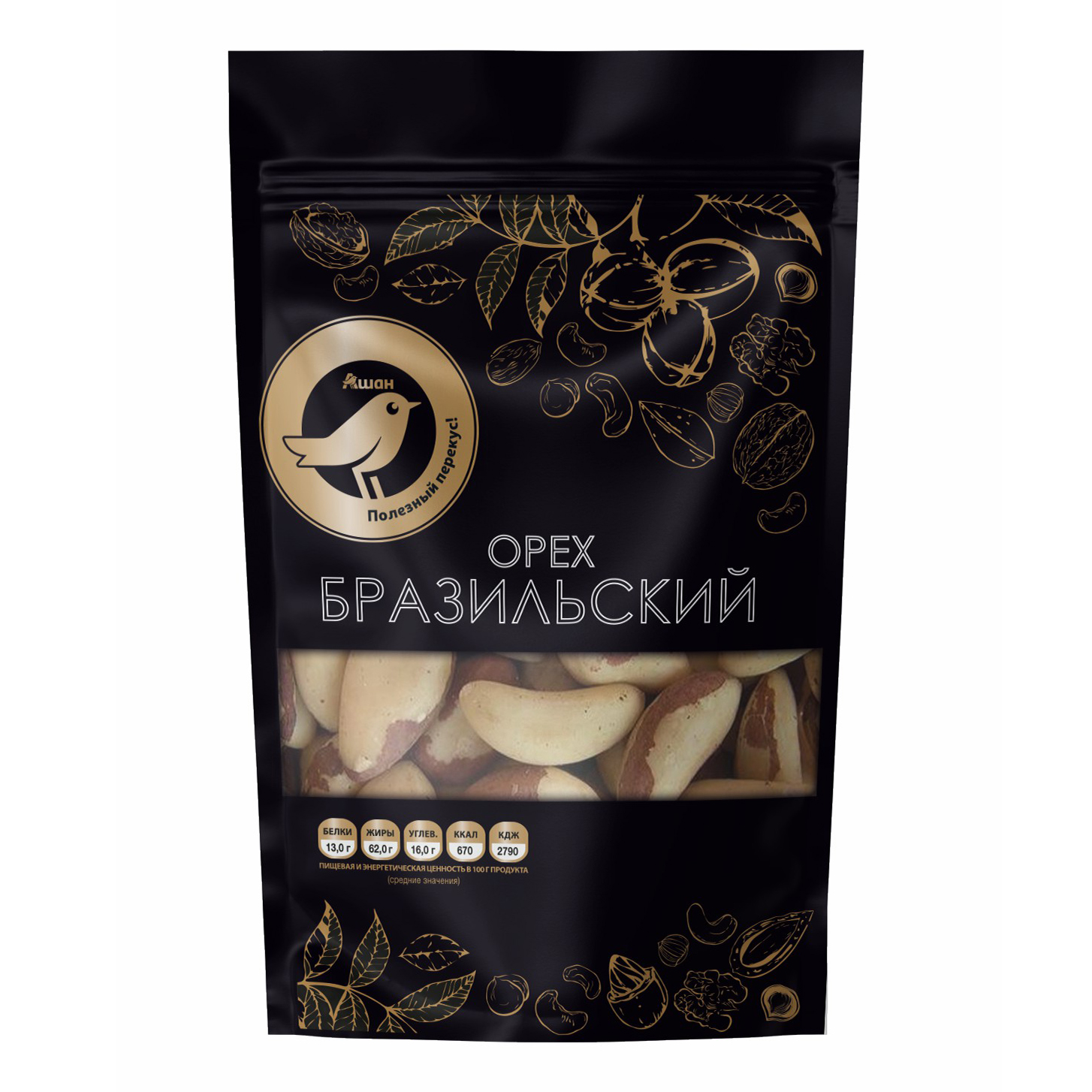 Бразильский орех АШАН Золотая птица очищенный 150 г