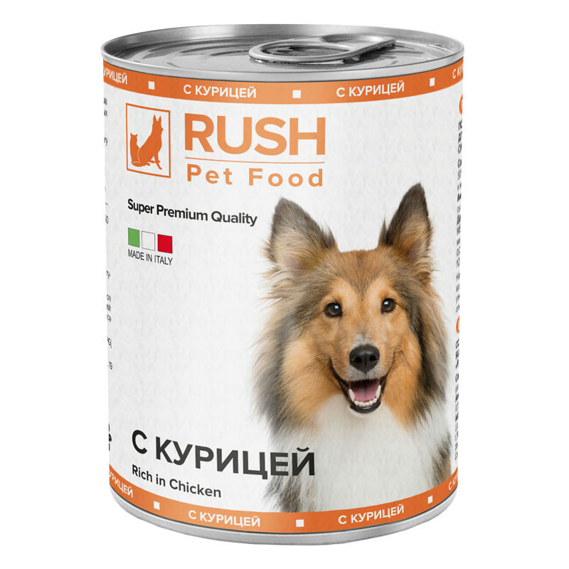 фото Влажный корм для собак rush с курицей, 400г rush pet food