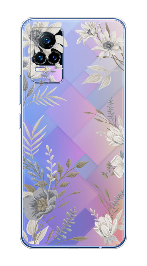 

Чехол на Vivo V21e 4G "Цветы сепия", Серый;прозрачный;зеленый;белый, 264550-1