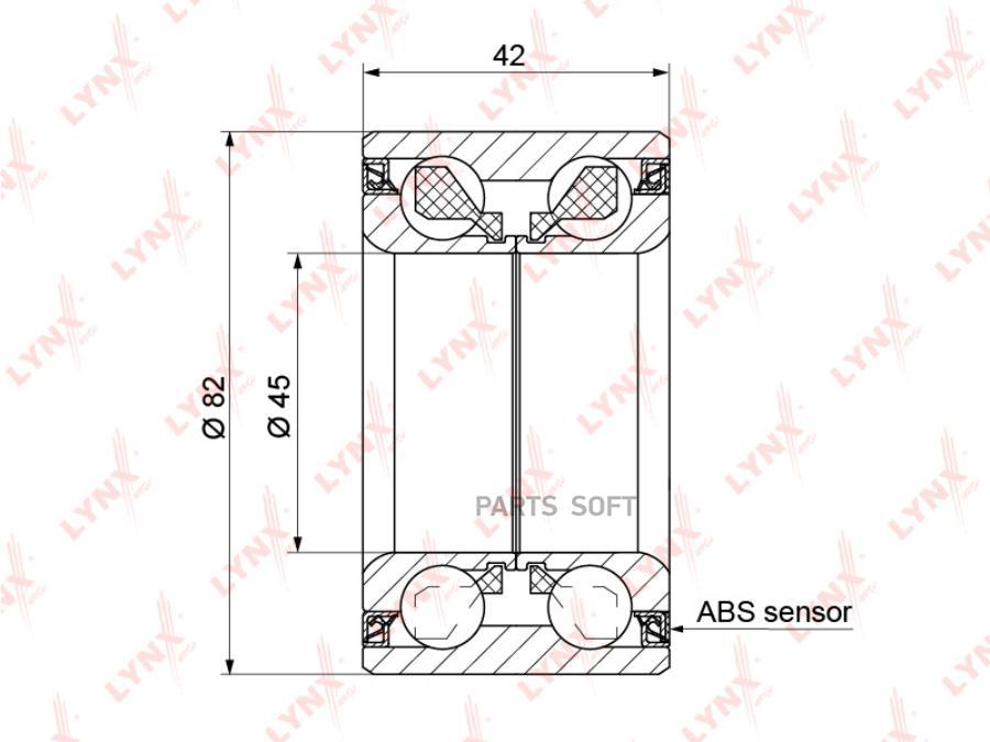 

Подшипник ступицы передний с abs, 42x45x82 lynxauto арт. wb1532 - LYNXauto арт. WB1532