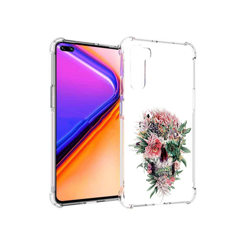 

Чехол MyPads Tocco для OnePlus Nord череп из цветов (PT227045.136.677), Прозрачный, Tocco
