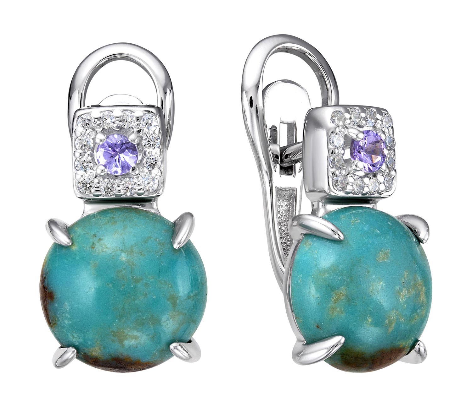 

Серьги из серебра с бирюзой/фианитом/танзанитом Империал S1583JU/Ag-618/7, S1583JU/Ag-618/7