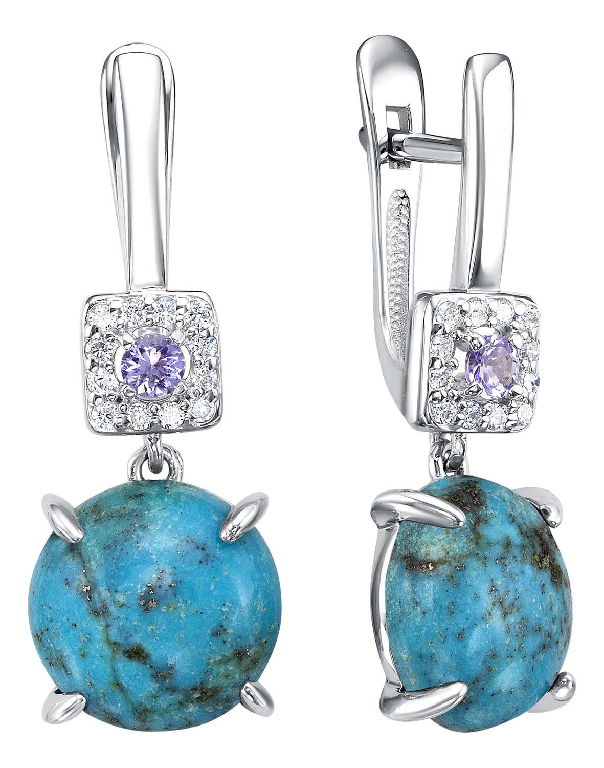 

Серьги из серебра с бирюзой/фианитом/танзанитом Империал S1583JU/Ag-2-618/7, S1583JU/Ag-2-618/7