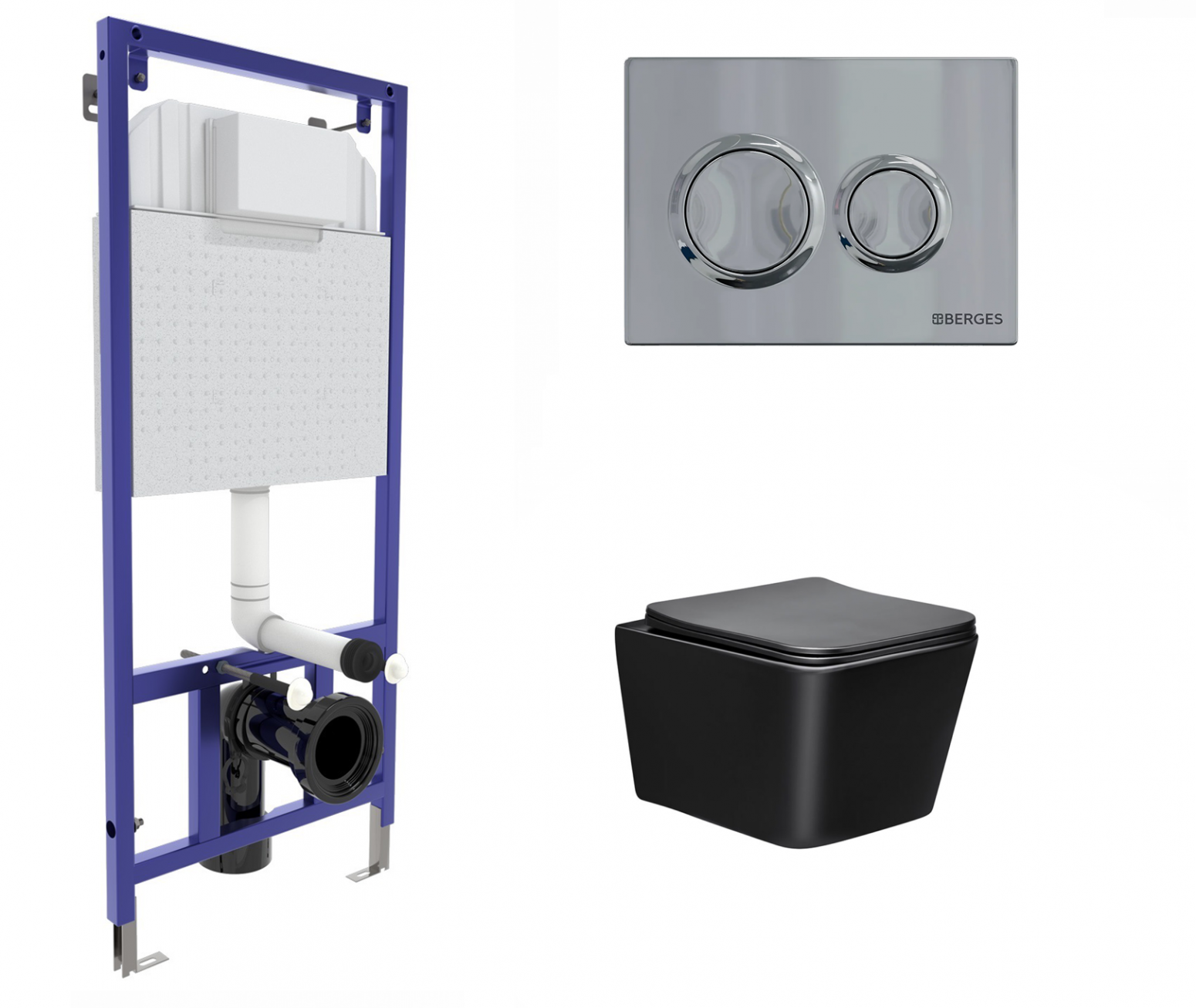 

Комплект: инсталляция Berges + унитаз Q-Line черный с кнопкой глянцевой хром, 534630